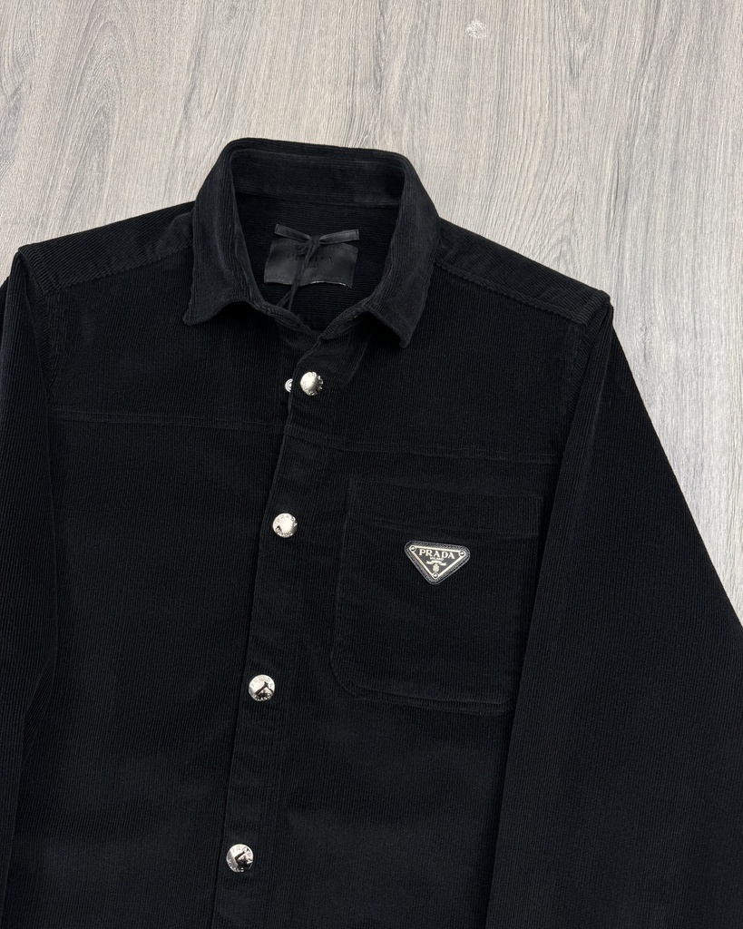 Prada Logo Applique Corduroy Shirt GEC090