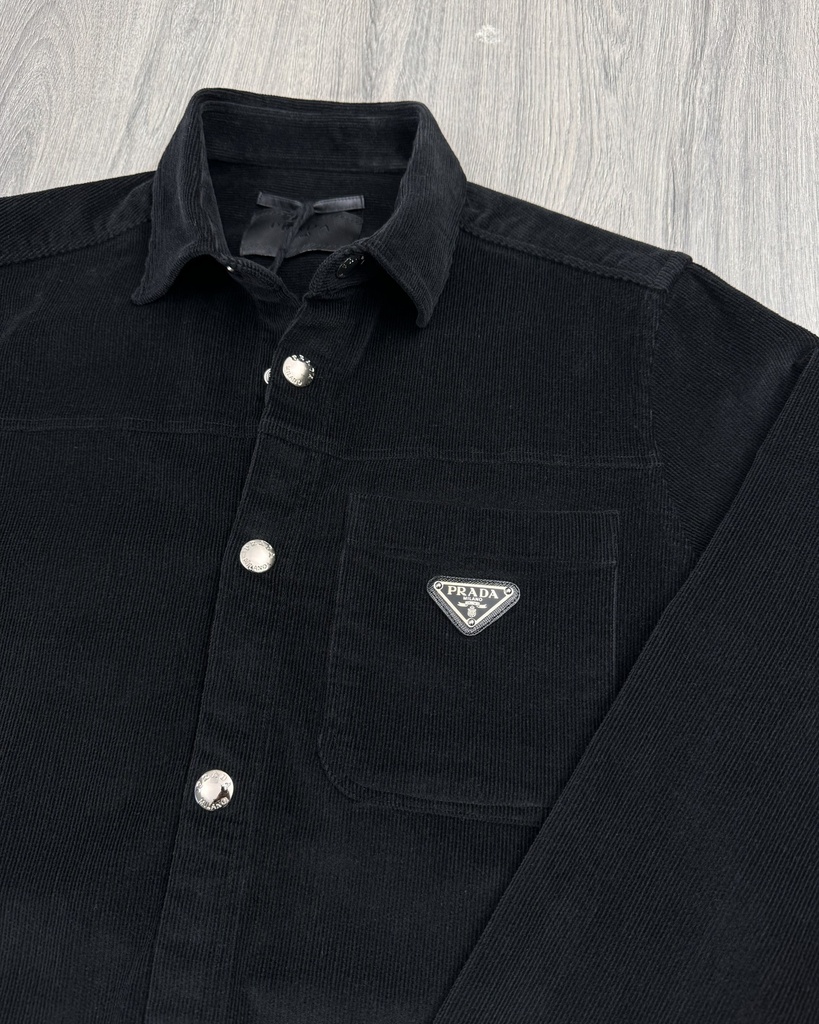 Prada Logo Applique Corduroy Shirt GEC090