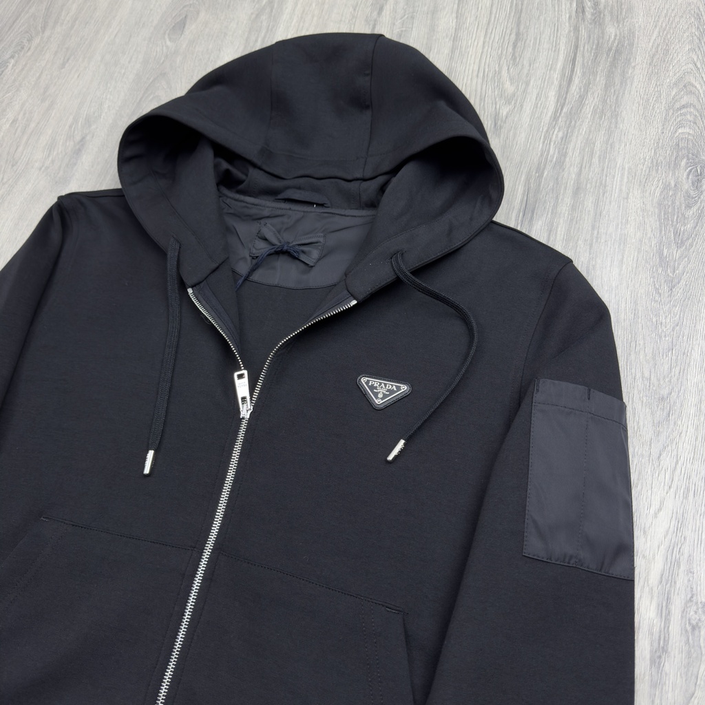 Triangle Logo Zip-Up Prada Hoodie