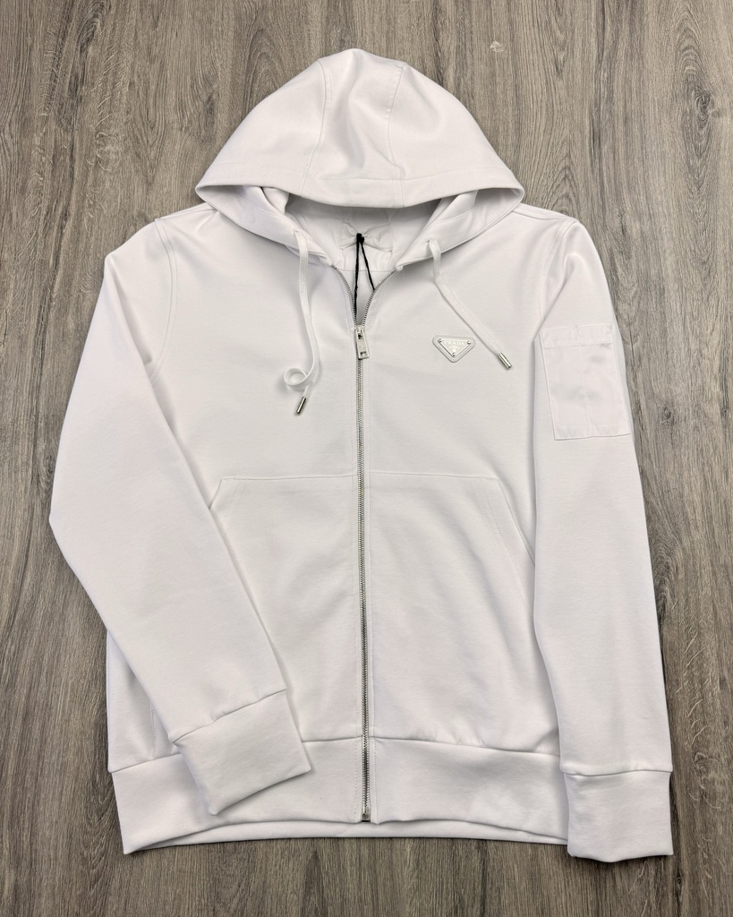 Triangle Logo Zip-Up Prada Hoodie