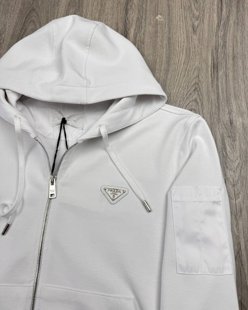 Triangle Logo Zip-Up Prada Hoodie