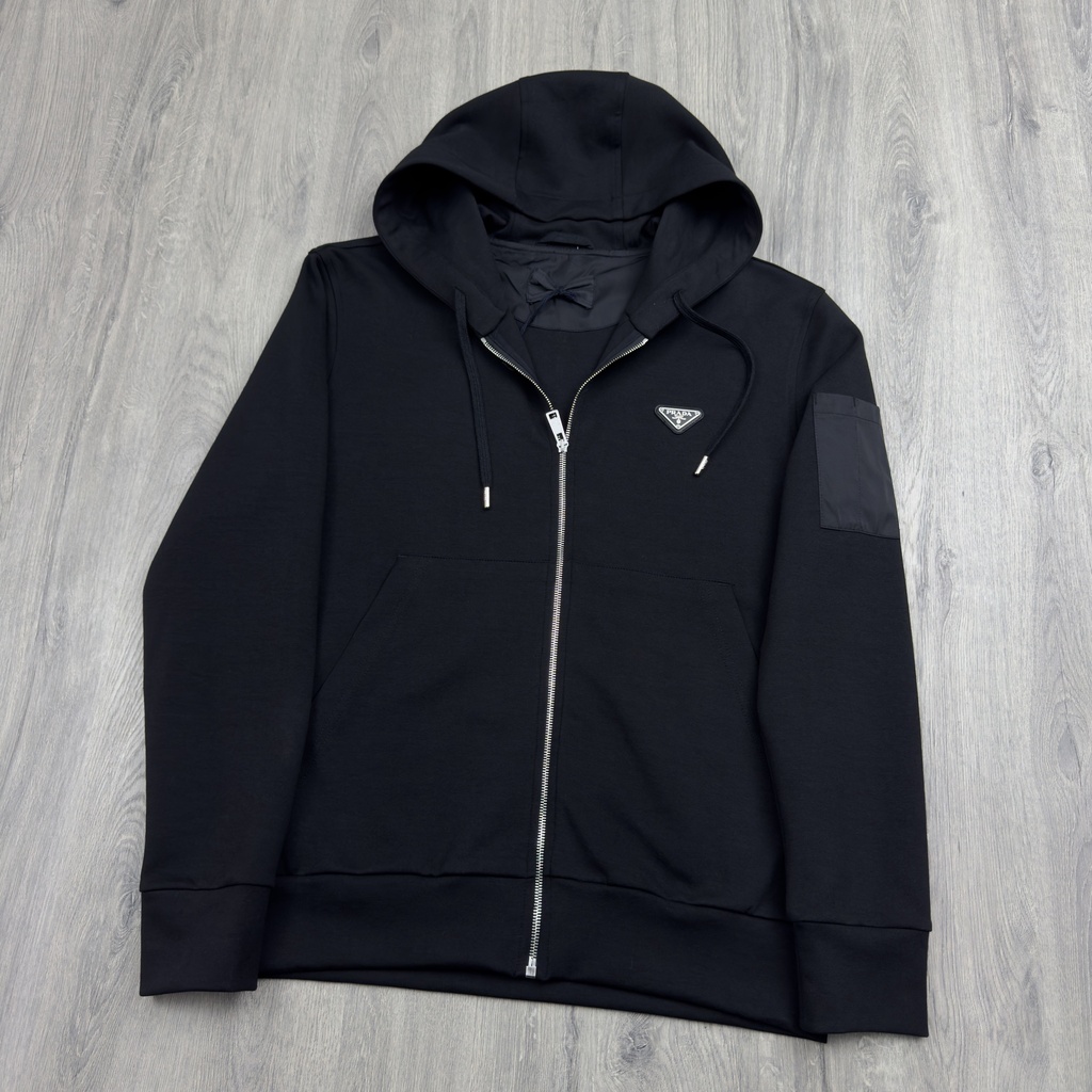 Triangle Logo Zip-Up Prada Hoodie