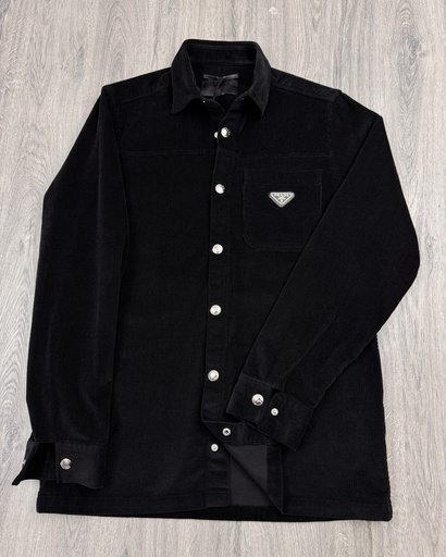 Prada Logo Applique Corduroy Shirt GEC090